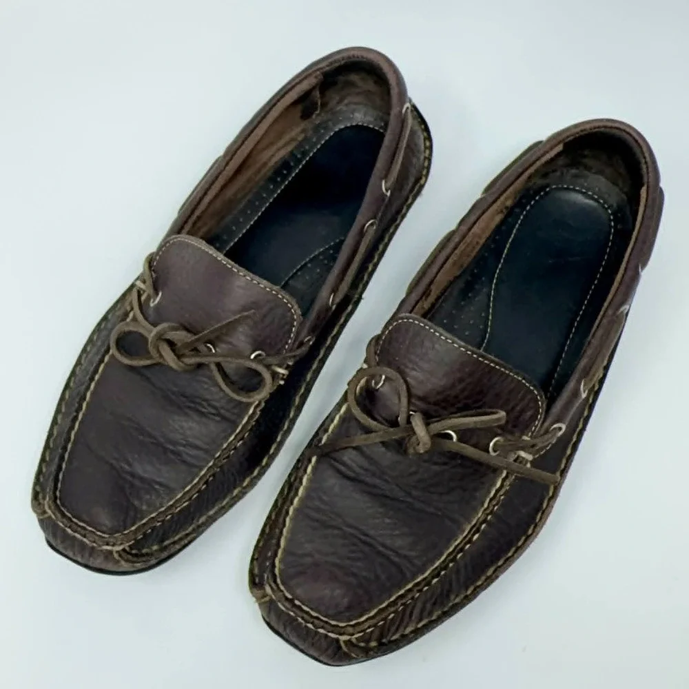 LL Bean Handsewn Moccasins Men's Sz 9 Camp Moc Boat Shoe Leather Loafers Brown